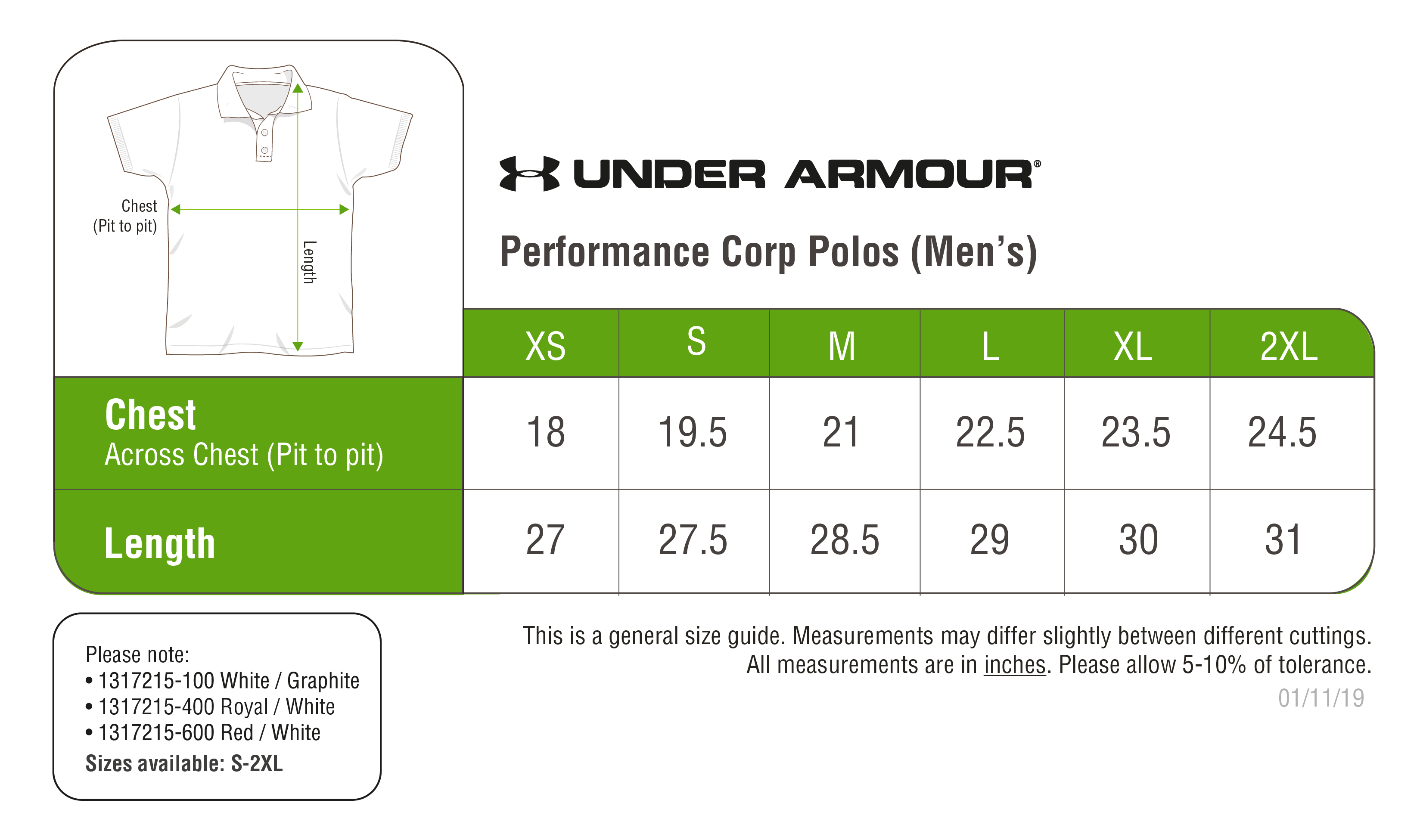 Under Armour Performance Corp Polos (Men) - Ark Industries