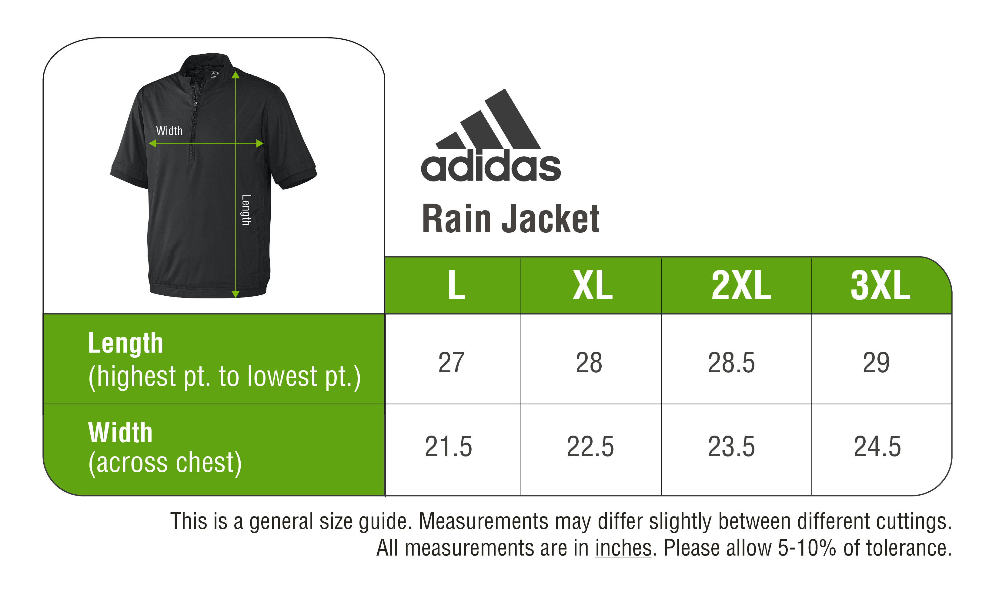 adidas windbreaker size chart