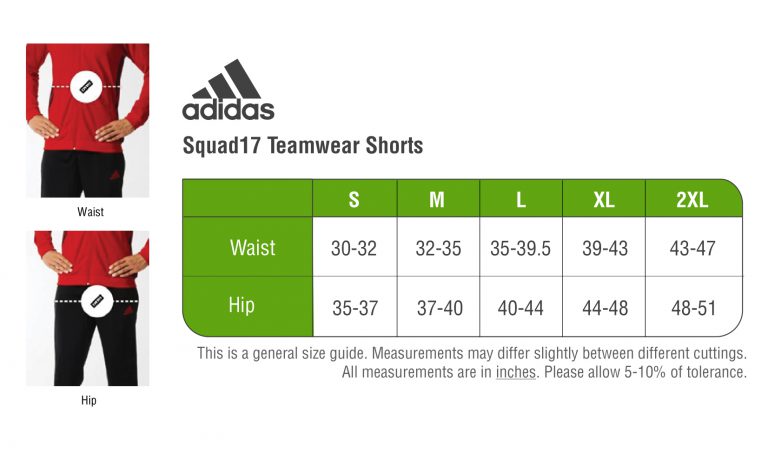 adidas shorts size chart