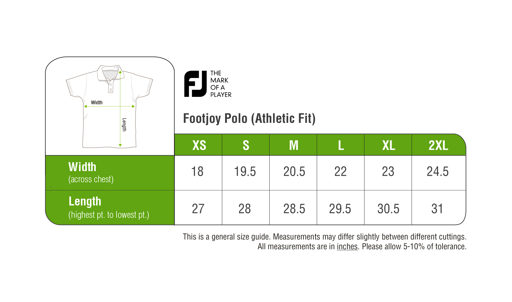 footjoy clothing size guide