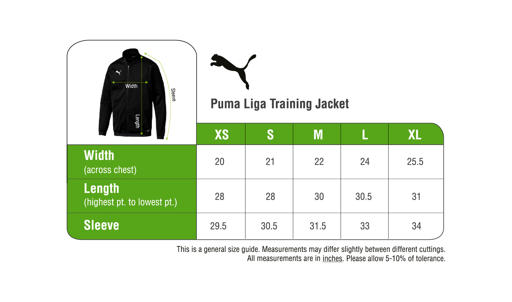 Discover 131+ puma size chart jacket latest - jtcvietnam.edu.vn